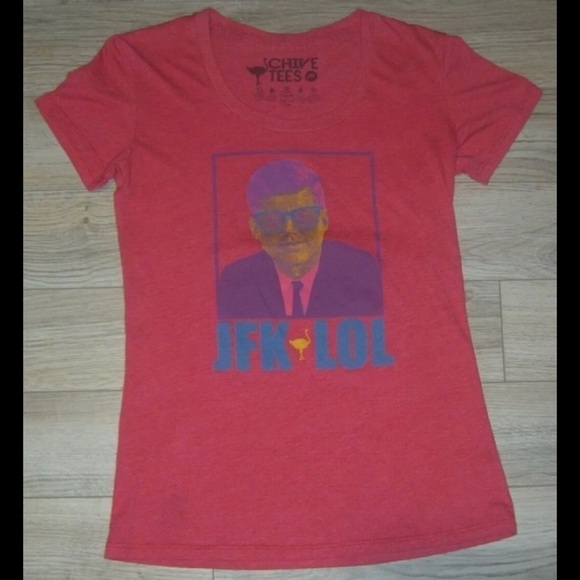 Chive Tees Heathered Red JFK LOL Neon Pop Art John F Kennedy President Retro M - Picture 4 of 5
